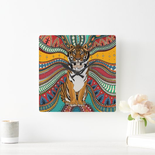 Indische tijger vierkante klok (Huis)