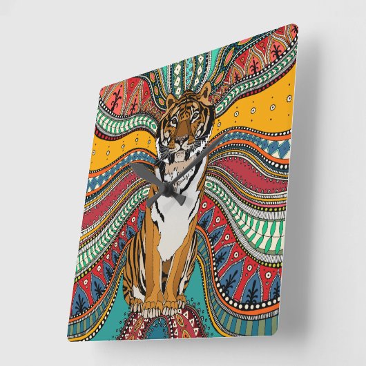 Indische tijger vierkante klok (Hoek)