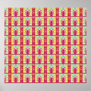 Indische Traditionele Textiel Ontwerp Illustratie Poster