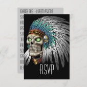 Indische tribale orthodoxe schedelbuis RSVP kaartje (Voorkant / Achterkant)