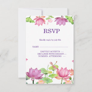 Indische trouw Lotus bloemen RSVP kaart