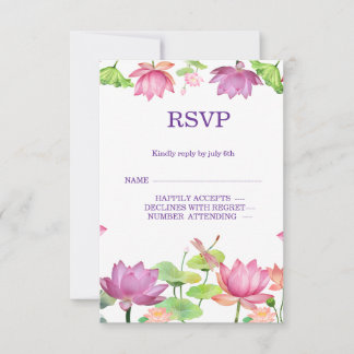 Indische trouw Lotus bloemen RSVP kaart
