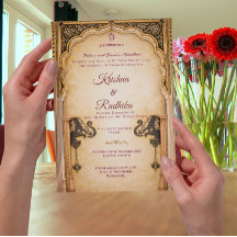 Indische trouw uitnodiging royale etnische luxe