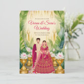 Indische trouwkaart Digitale Hindoe bruiloft uitno Kaart (Staand voorkant)