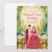 Indische trouwkaart Digitale Hindoe bruiloft uitno Kaart (Voorkant / Achterkant)