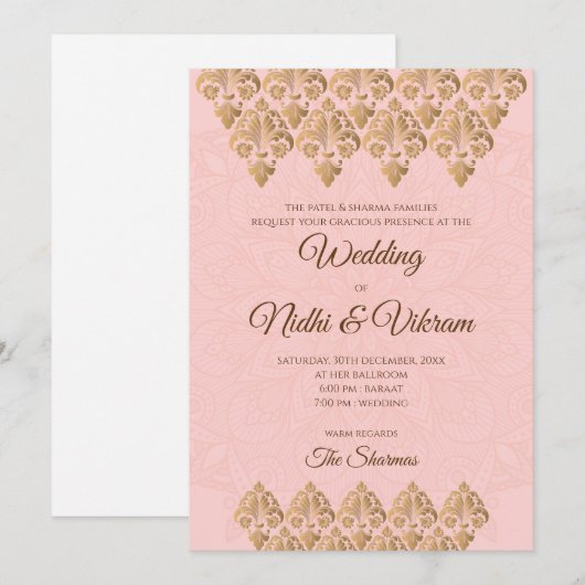 Indische trouwkaarten en huwelijksuitnodigingen vo kaart (Voorkant / Achterkant)