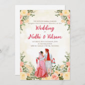 Indische trouwkaarten en huwelijksuitnodigingen vo kaart (Voorkant / Achterkant)