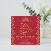 Indische trouwmaroon en gouden Ganesha-sjabloon (Staand voorkant)