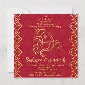 Indische trouwmaroon en gouden Ganesha-sjabloon (Voorkant)
