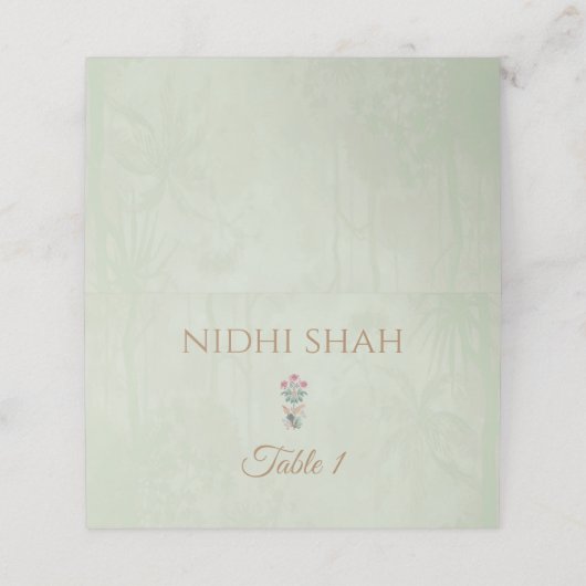 Indische Trouwplaats kaarten Modern Pichwai thema Plaatskaartje (Buitenkant ongevouwen)