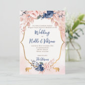 Indische trouwuitnodigingen en hindoe-trouwkaarten kaart (Staand voorkant)