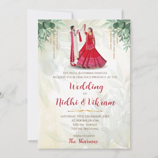 Indische uitnodigingen en hindoe-trouwkaarten (Voorkant)