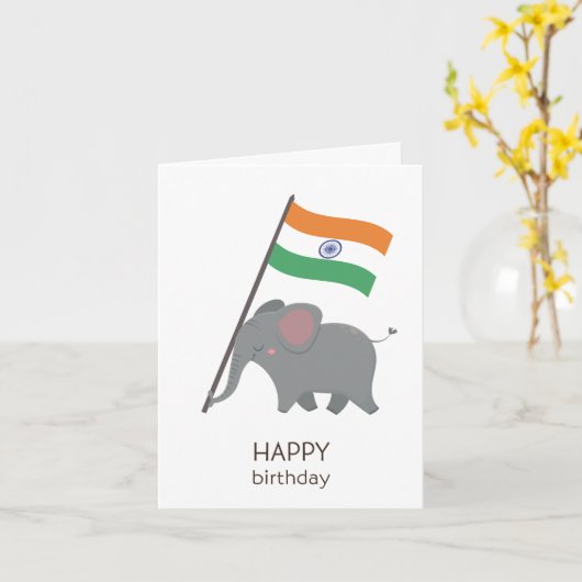 Indische Verjaardagskaart Kaart (Gele Bloem)