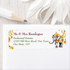 Indische versierde olifant etiket