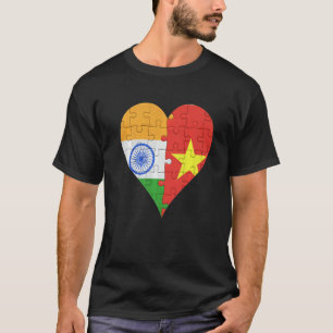 Indische Vietnamese vlag Heart T-shirt