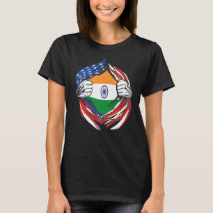 Indische vlag Amerikaanse trots van mijn Indiaas e T-shirt