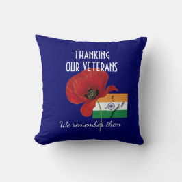 Indische vlag Dank jullie veteranen Kussen