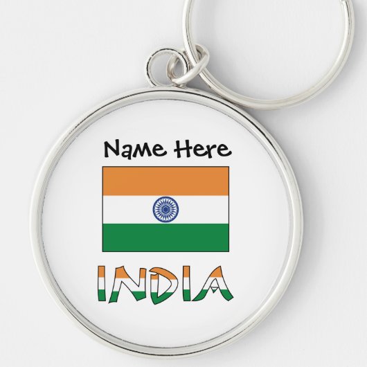 Indische vlag en gepersonaliseerde Sleutelhanger (Voorkant)