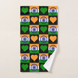 Indische vlag en Heart Pattern Fun Indian Pride Handdoek