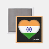 Indische vlag en Indiaas hart, reizen naar India e Magneet (Voorkant / Achterkant)