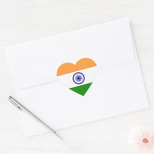 Indische vlag hart sticker (Envelop)