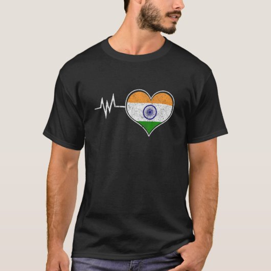 Indische vlag Hindoeïsme Ashok Chakra Heart H T-shirt (Voorkant)