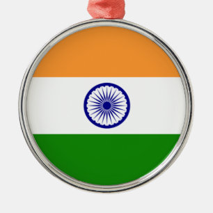 Indische vlag (India) (Zuid-Aziatisch land) (Bhara Metalen Ornament