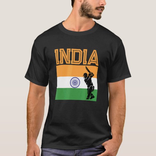 Indische vlag — Indiase cricketspeler — Afbeelding T-shirt (Voorkant)