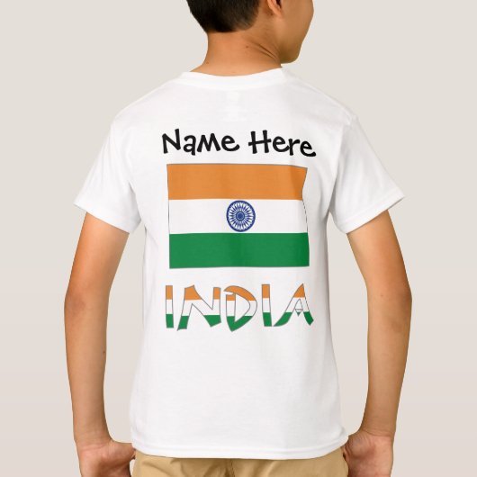 Indische vlag met Jouw naam T-shirt (Achterkant)