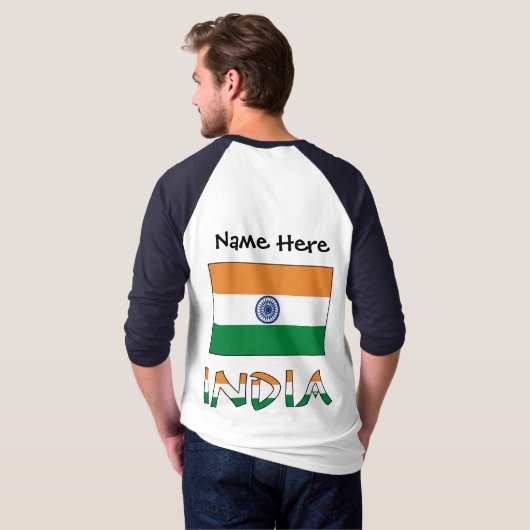 Indische vlag met Jouw naam T-shirt (Achterkant volledig)