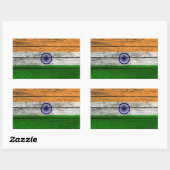 Indische Vlag met Ruw Houten Korreleffect Rechthoekige Sticker (Vel)