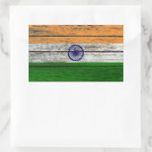 Indische Vlag met Ruw Houten Korreleffect Rechthoekige Sticker (Tas)