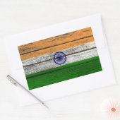 Indische Vlag met Ruw Houten Korreleffect Rechthoekige Sticker (Envelop)