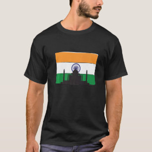 Indische vlag met Taj Mahal Skyline uit Azië T-shirt