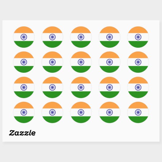 Indische vlag ronde sticker (Vel)