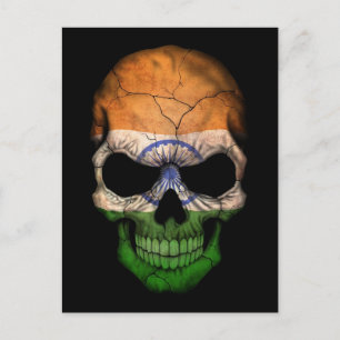 Indische vlag schedel op zwart briefkaart