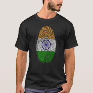 Indische vlag, vingerafdruk, in mijn DNA voor Indi T-shirt