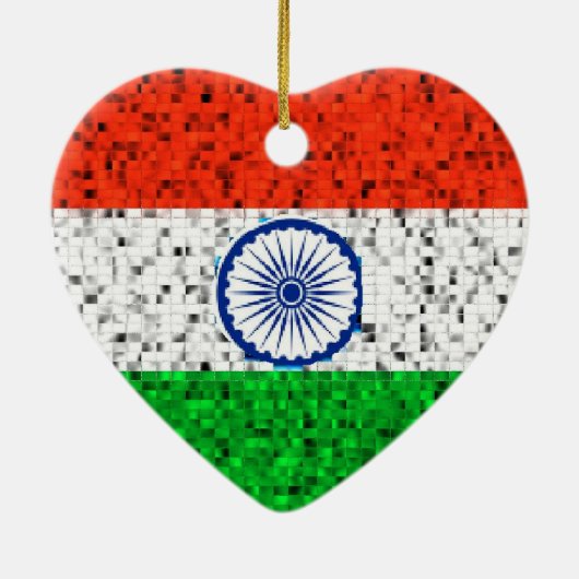 Indische vlaggenglitterversiering keramisch ornament (Achterkant)