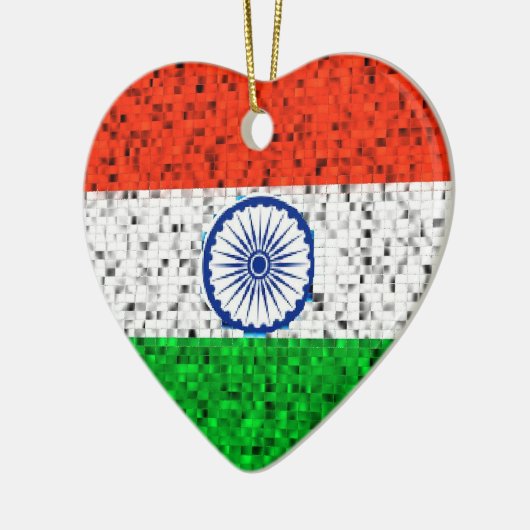 Indische vlaggenglitterversiering keramisch ornament (Links)