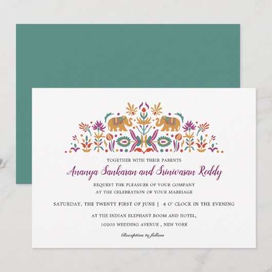 Indische Vloeienbloem Elephant Jade groene moderne Kaart (Voorkant / Achterkant)