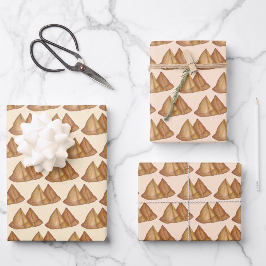 Indische voedingsgroenten, gebakken met Samosa Pas Inpakpapier Vel (Voorkant)