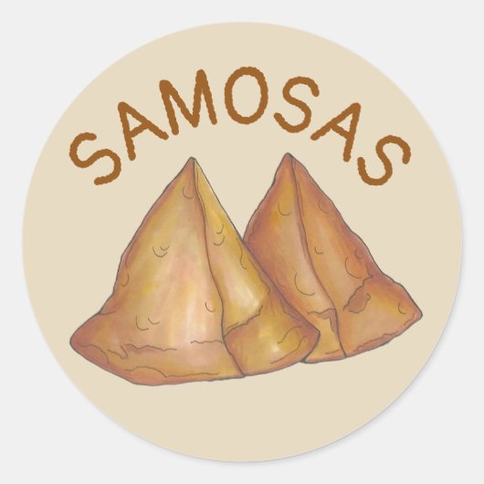 Indische voedselvegetariër die Fried Samosas koken Ronde Sticker (Voorkant)