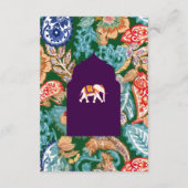 Indische volkskunst olifant aubergine bruiloft det informatiekaartje (Achterkant)