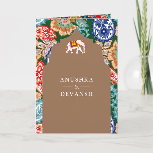 Indische volkskunst olifant beige bruiloft (Voorkant)