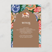 Indische volkskunst olifant beige bruiloft details informatiekaartje (Voorkant)