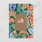 Indische volkskunst olifant beige bruiloft details informatiekaartje (Achterkant)