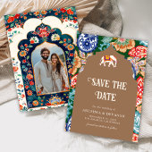 Indische volkskunst olifant beige bruiloft save the date