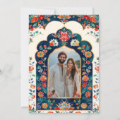 Indische volkskunst olifant beige bruiloft save the date (Achterkant)