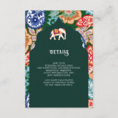 Indische volkskunst Olifant Smaragdgroene bruiloft Informatiekaartje (Voorkant)