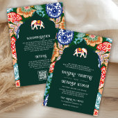 Indische volkskunst olifant smaragdgroene bruiloft kaart